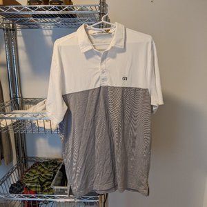 Travis Mathew Medium White/Gray Colorblock Polo